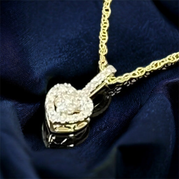 1/5 Ct 10k Gold Diamond Heart Pendant With Yellow Gold chain