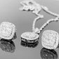 1 CT Diamond 9 MM 10k Earrings & Pendant Necklace Set With CHAIN