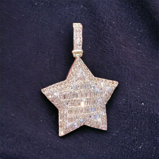 4.50 Ct 2 Inch 10k Diamond Star Pendant