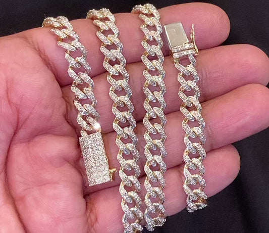 7 Ct 8MM 22 INCHES 51.47 GRAM 10k GOLD diamond Cuban Link Chain